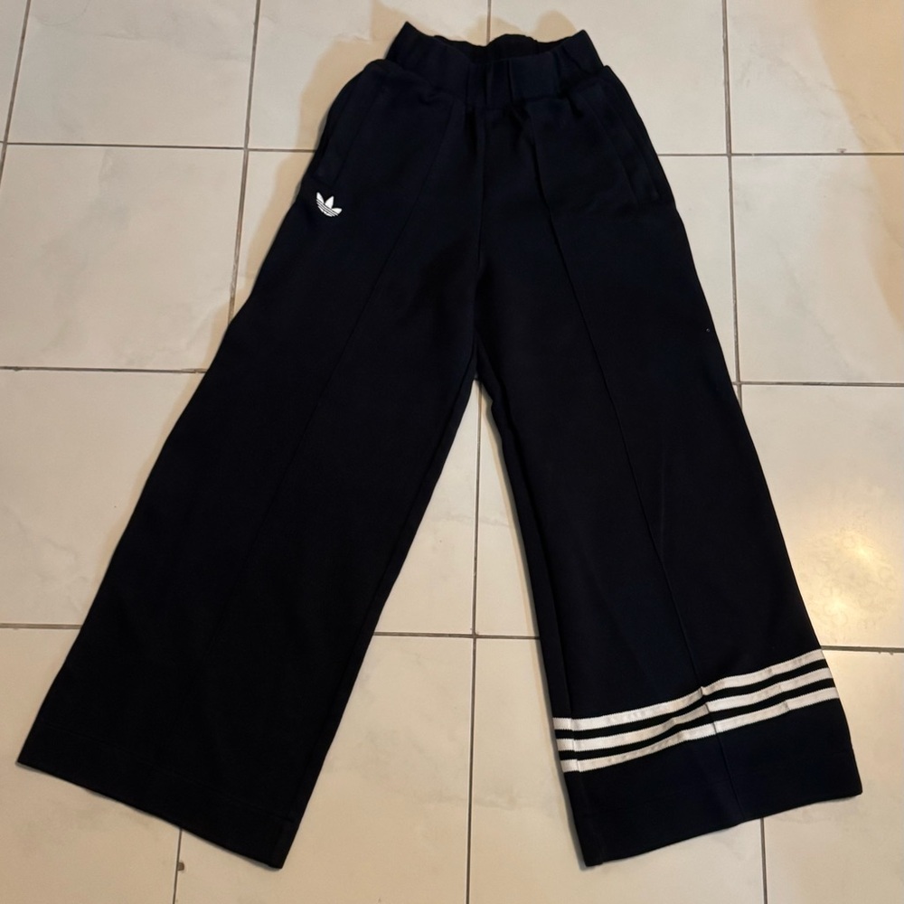 Adidas Kids Black Joggers with White Stripes